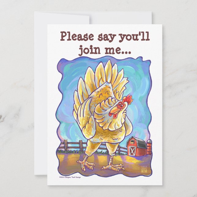 Invitación Centro de Fiesta de pollo (Anverso)