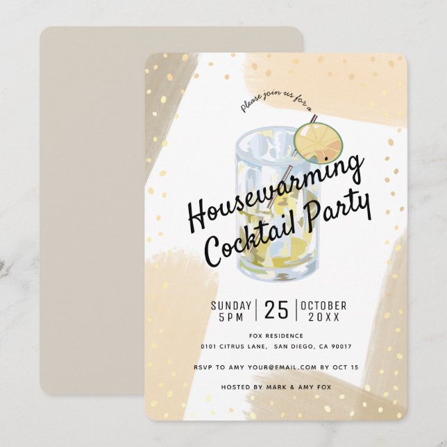 Invitación Cepillo moderno estalla Fiesta de cócteles para el (Anverso / Reverso)