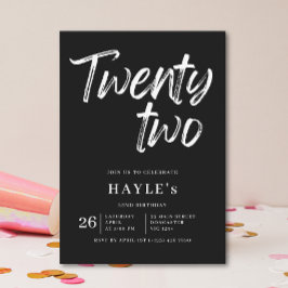 Invitación Cepillo moderno simple negro y blanco 22 cumpleaño
