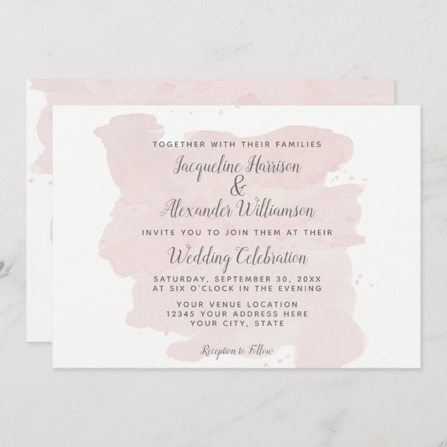 Invitación Cepillo rosa simple y moderno: lavado de agua (Anverso / Reverso)