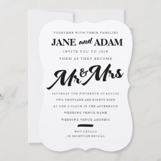 Invitación Cepillo Sr. y Sra. Typography Wedding Invitation