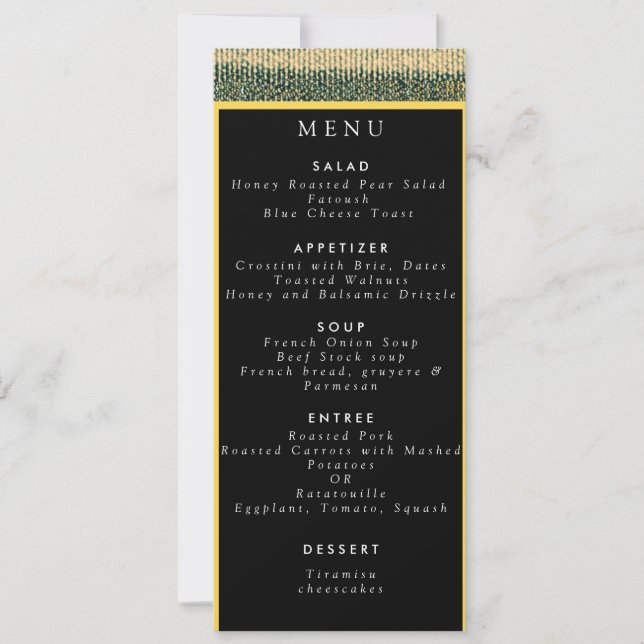 Invitación Cepillo verde elegante con oro y negro (Anverso)
