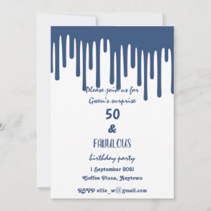 Invitación Cera Azul De La Cera De La Perforación Cincuenta Y