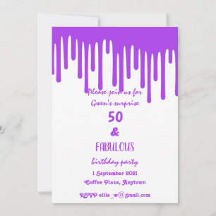 Invitación Cera Purple Drin Cincuenta Y Fabuloso Cumpleaños