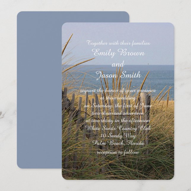 Invitación Cerca de la playa en las dunas de arena (Anverso / Reverso)