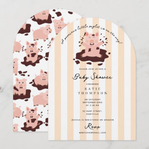 Invitación Cerdito Pequeño Animales de Granja Adorables Baby