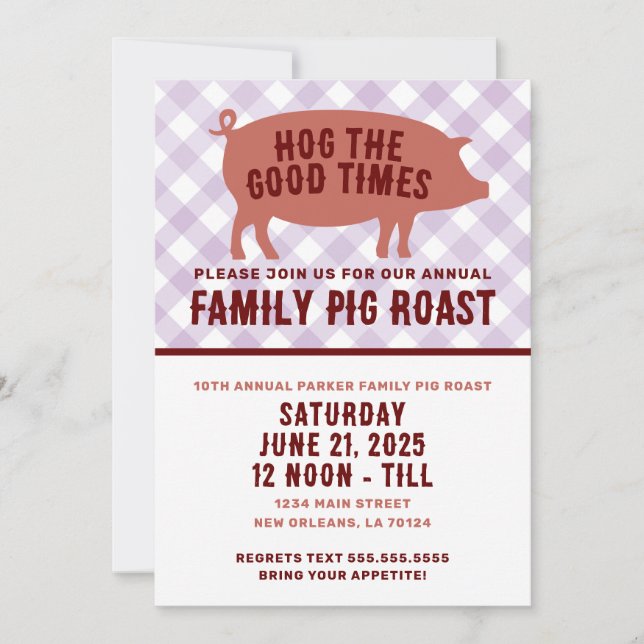 Invitación Cerdo Asado de Buen Tiempo (Anverso)