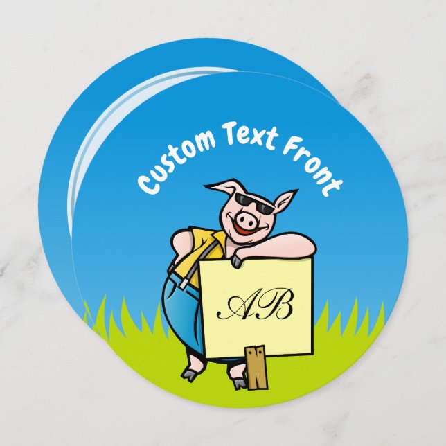 Invitación Cerdo con Rótulo (Anverso / Reverso)