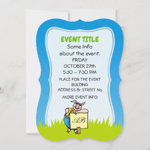 Invitación Cerdo con Rótulo