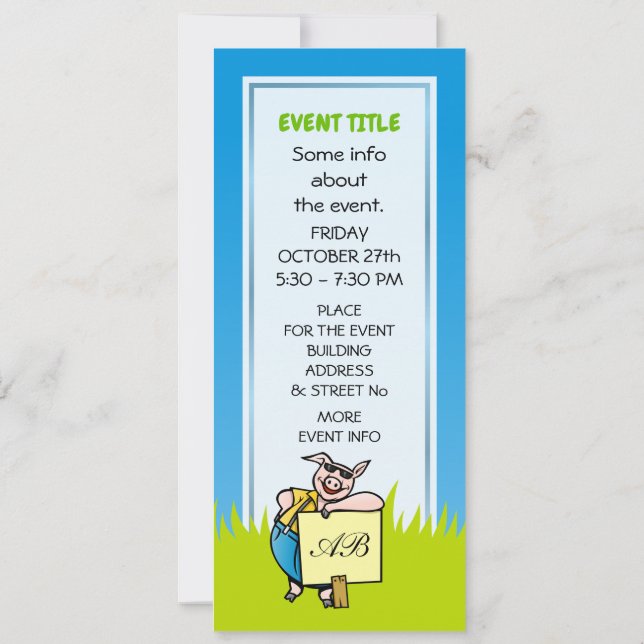 Invitación Cerdo con Rótulo (Reverso)