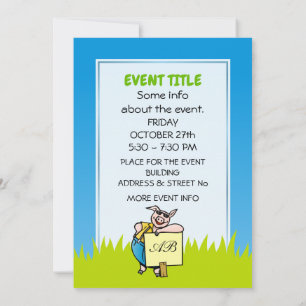 Invitación Cerdo con Rótulo