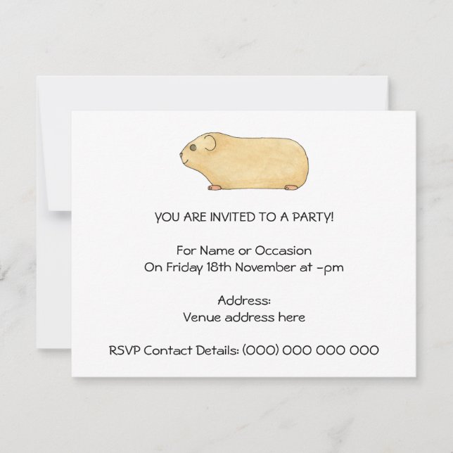 Invitación Cerdo Cute Cream. (Anverso)