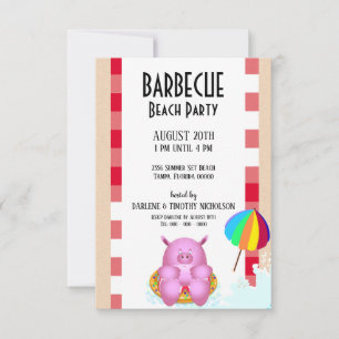Invitación Cerdo de dibujos animados rosa divertido Fiesta