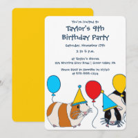 Cerdo de Guinea Cute y fiesta de cumpleaños de los