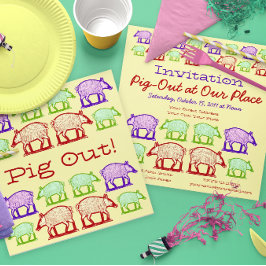 Invitación Cerdo en nuestro lugar - Fiesta de barbacoa