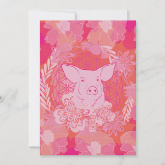 Invitación cerdo,flor de la vida, azul, mandala,zen,chakra,pa