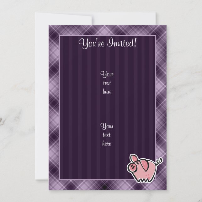 Invitación Cerdo morado (Anverso)