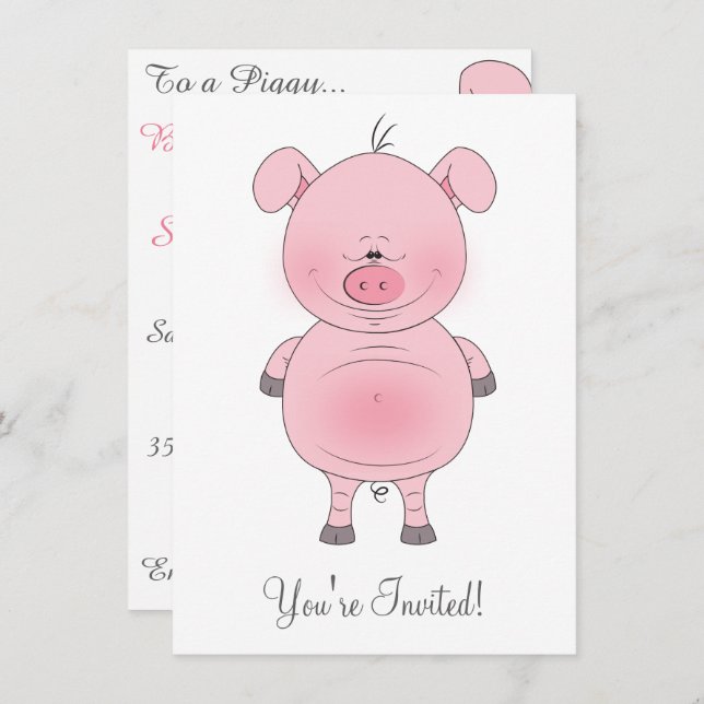 Invitación Cerdo Personalizado (Anverso / Reverso)