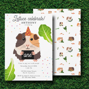 Invitación Cerdos de Guinea Divertidos Cumpleaños de Niños