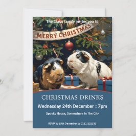 Invitación Cerdos De Guinea Y Árbol De Navidad