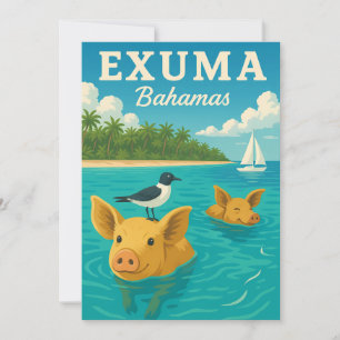 Invitación Cerdos nadadores de Bahamas Playa Tropical Exuma 2