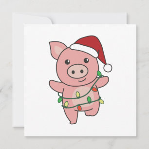 Invitación Cerdos Navidad Invierno Animales Cerdos