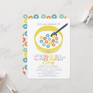 Invitación Cereal-sly One Cereal Amarillo Cumpleaños 1