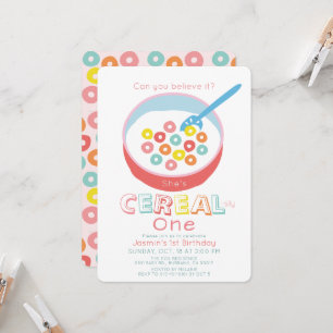 Invitación Cereal-sly One Niña de Cereal Rosa Cumpleaños 1