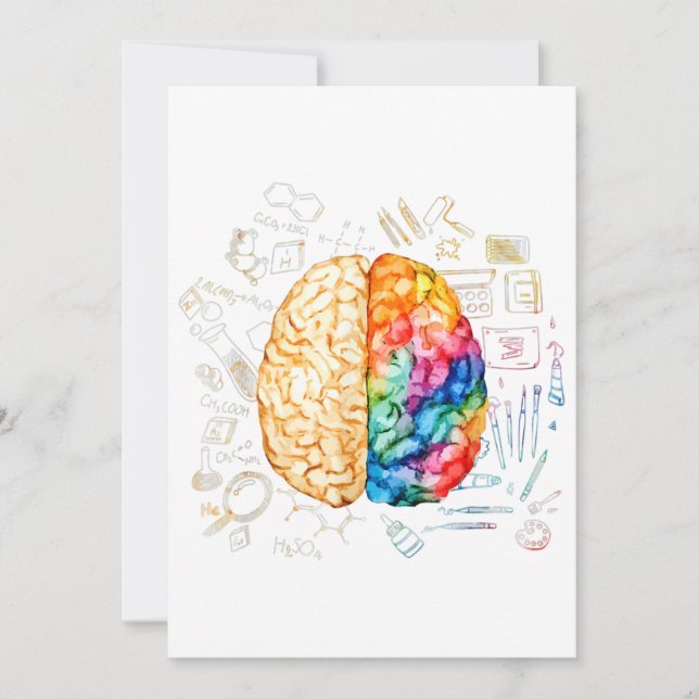 Invitación Cerebro Colorido - Ciencia Y Arte - Neurociencia N (Anverso)