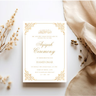 Invitación Ceremonia Aqiqah de marco antiguo vintage para beb