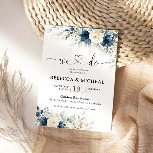 Invitación Ceremonia Boda de la Marina de Roses Azules y Blan