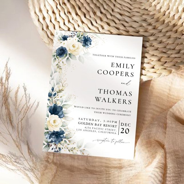 Invitación Ceremonia Boda de la Marina de Roses Azules y Blan (Subido por el creador)