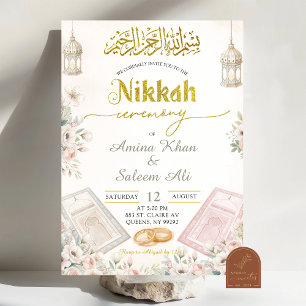 Invitación Ceremonia Boho Beige Floral Ameen