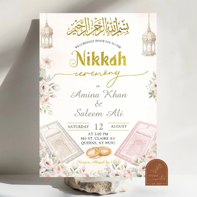 Invitación Ceremonia Boho Beige Floral Ameen (Subido por el creador)