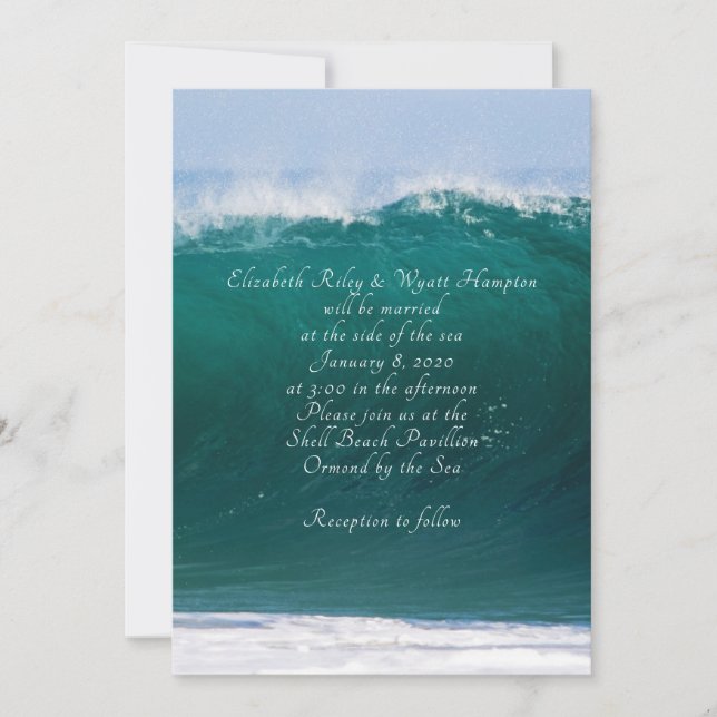 Invitación Ceremonia Casual Boda de la Gran Ola (Anverso)