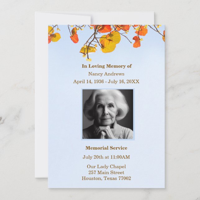 Invitación Ceremonia conmemorativa Sky Leaves (Anverso)