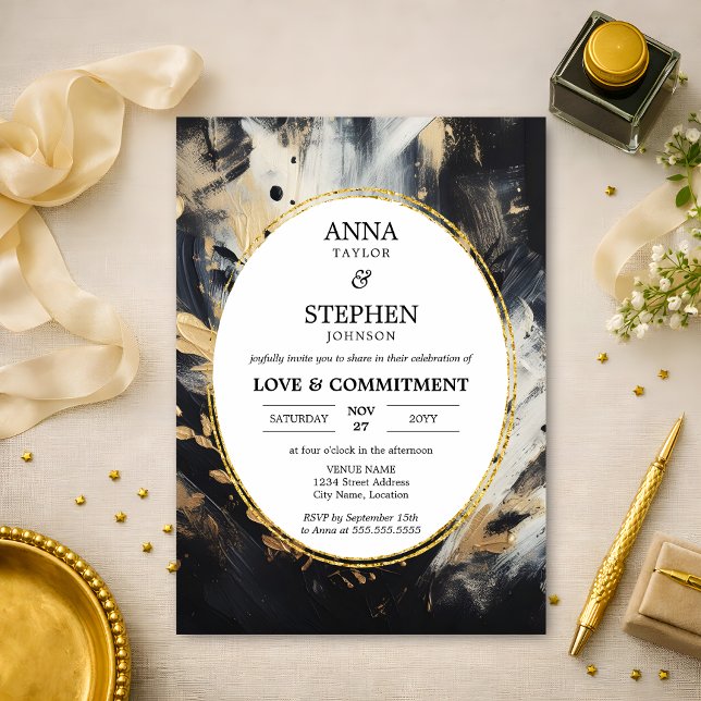 Invitación Ceremonia de Amor y Compromiso Negro y Dorado (Subido por el creador)