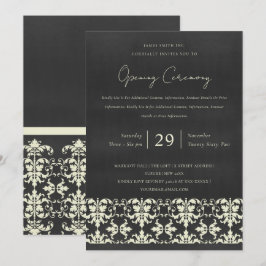 INVITACIÓN CEREMONIA DE APERTURA GRANDIOSA DAMASCO NEGRO BLAN