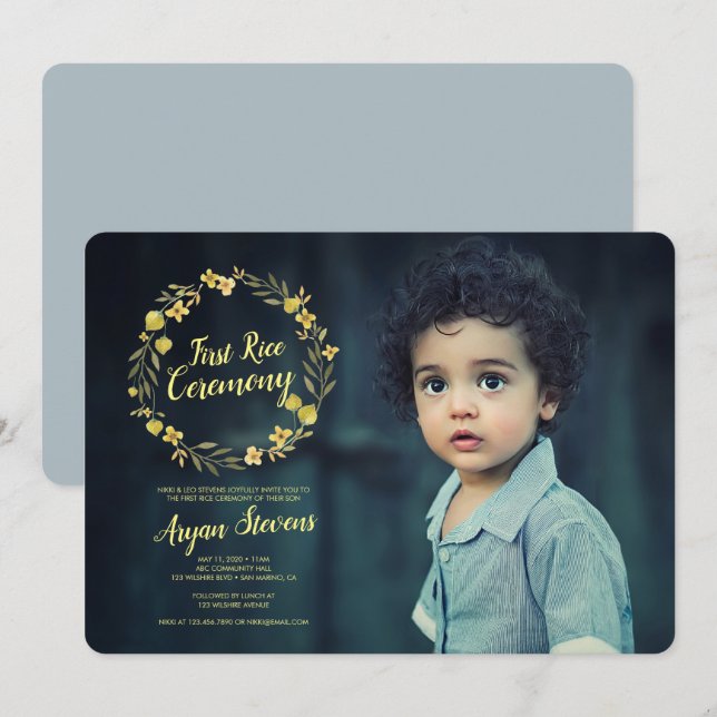 Invitación Ceremonia de Arroz Amarillo (Anverso / Reverso)