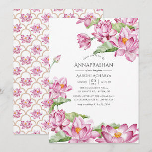 Invitación Ceremonia de Arroz Primera Annaprashan Floral Acua