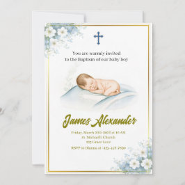 Invitación Ceremonia de Bautizo Personalizada Niño Bebé 