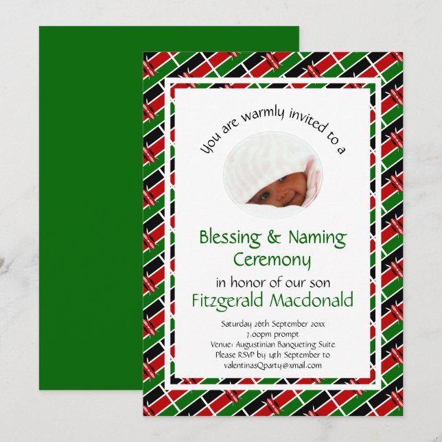 Invitación CEREMONIA DE BENDICIÓN DE NOMBRES | Bandera de Ken (Anverso / Reverso)