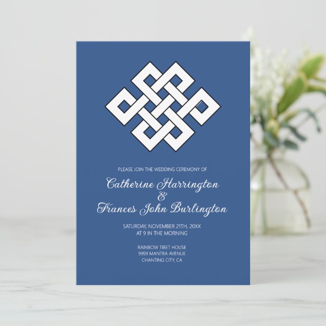 Invitación Ceremonia de Boda Budista del Nudo Interminable de (Anverso de pie)