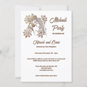 Invitación ceremonia de boda de novios Mehndi Henna