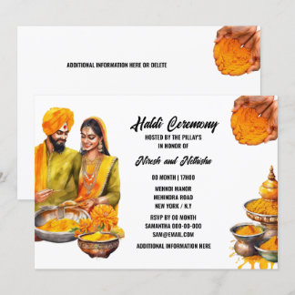 Invitación Ceremonia de boda de pasta floral Haldi bride groo