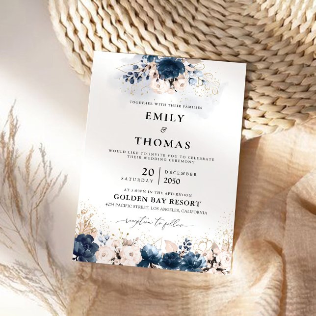 Invitación Ceremonia de Boda de Rosa azul y polvoriento de la (Subido por el creador)