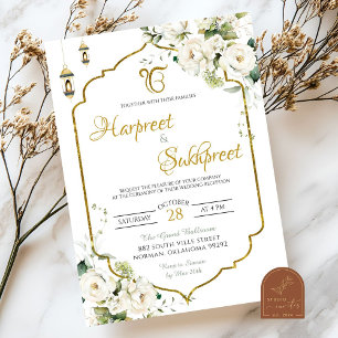 Invitación Ceremonia de Boda hindú de Floral Blanca Roka