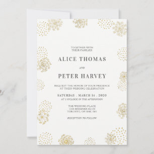 Invitación Ceremonia de Boda Moderna y Chic   Dorado y Blanco