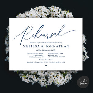 Invitación Ceremonia de Boda romántico y ensayo de cena