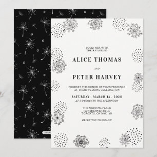 Invitación Ceremonia de Boda Simple y Moderna en Blanco y Neg